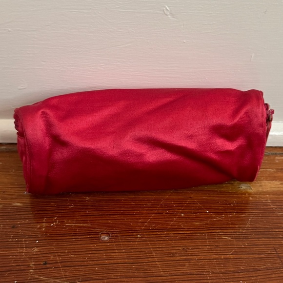 Prada Logo Pouch Cosmetics Red Nylon Leather Roll Out Authentic - Picture 4 of 15